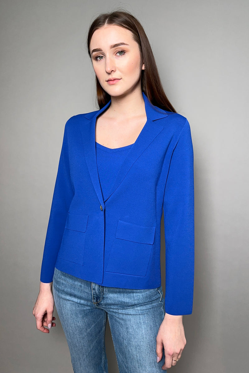 D. Exterior Single Breasted Knit Blazer in Royal Blue Vancouver. Shop Online or in Store.