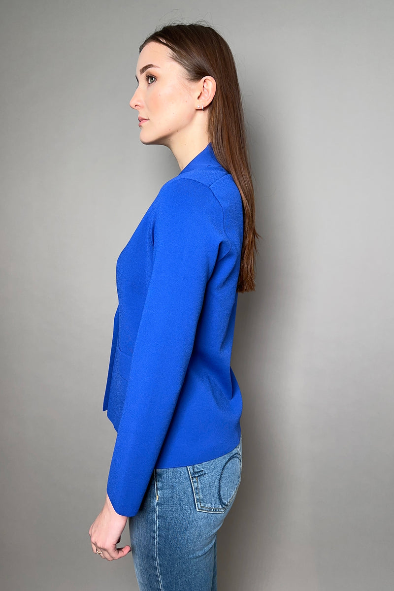 D. Exterior Single Breasted Knit Blazer in Royal Blue