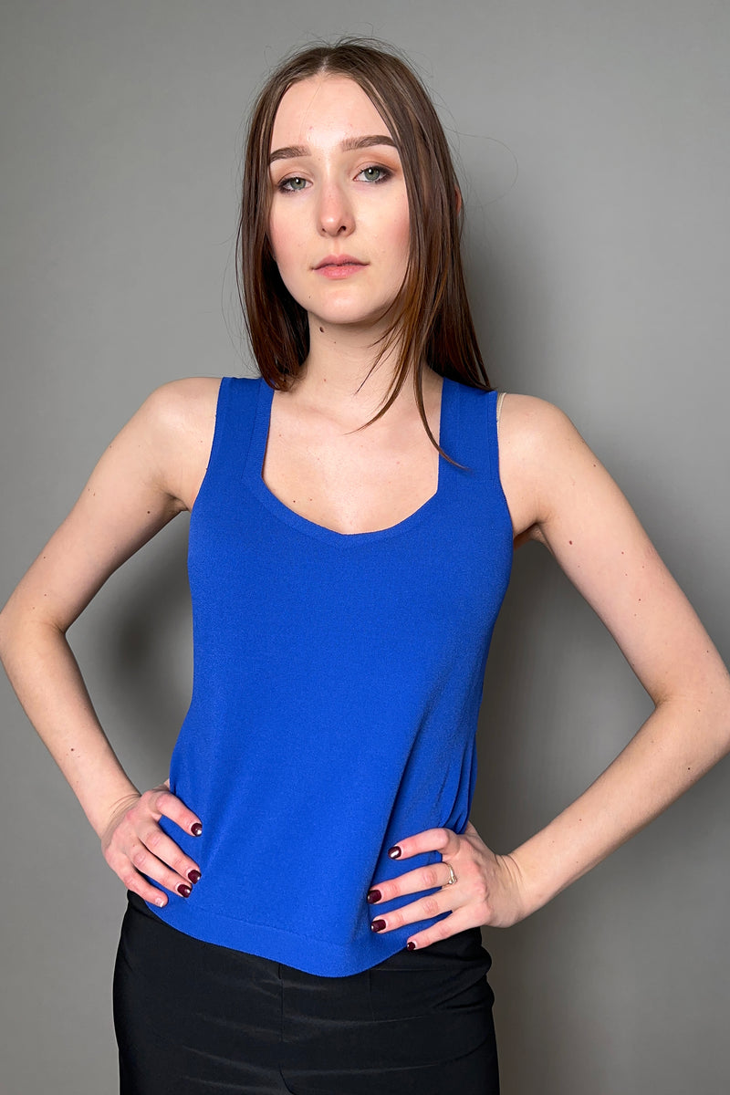 D. Exterior Sleeveless V-Neck Top in Cobalt
