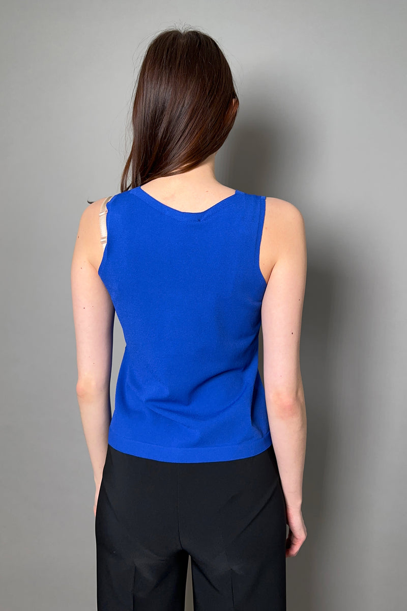 D. Exterior Sleeveless V-Neck Top in Cobalt