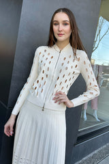 D. Exterior Cut Out Cardigan in Cream