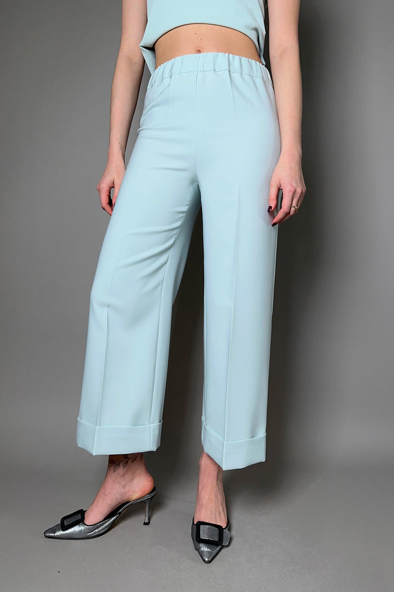D. Exterior Wide Cropped Cady Trousers in Aqua