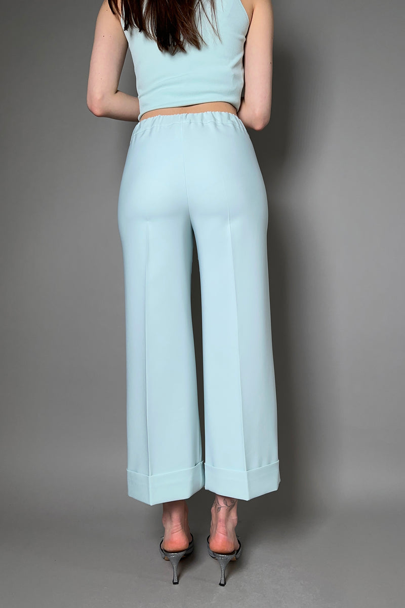 D. Exterior Wide Cropped Cady Trousers in Aqua