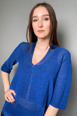 D. Exterior Cropped Sparkle Cardigan in Cobalt