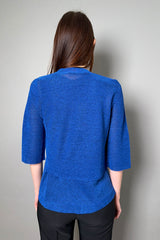 D. Exterior Cropped Sparkle Cardigan in Cobalt