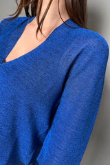 D. Exterior Cropped Sparkle Cardigan in Cobalt