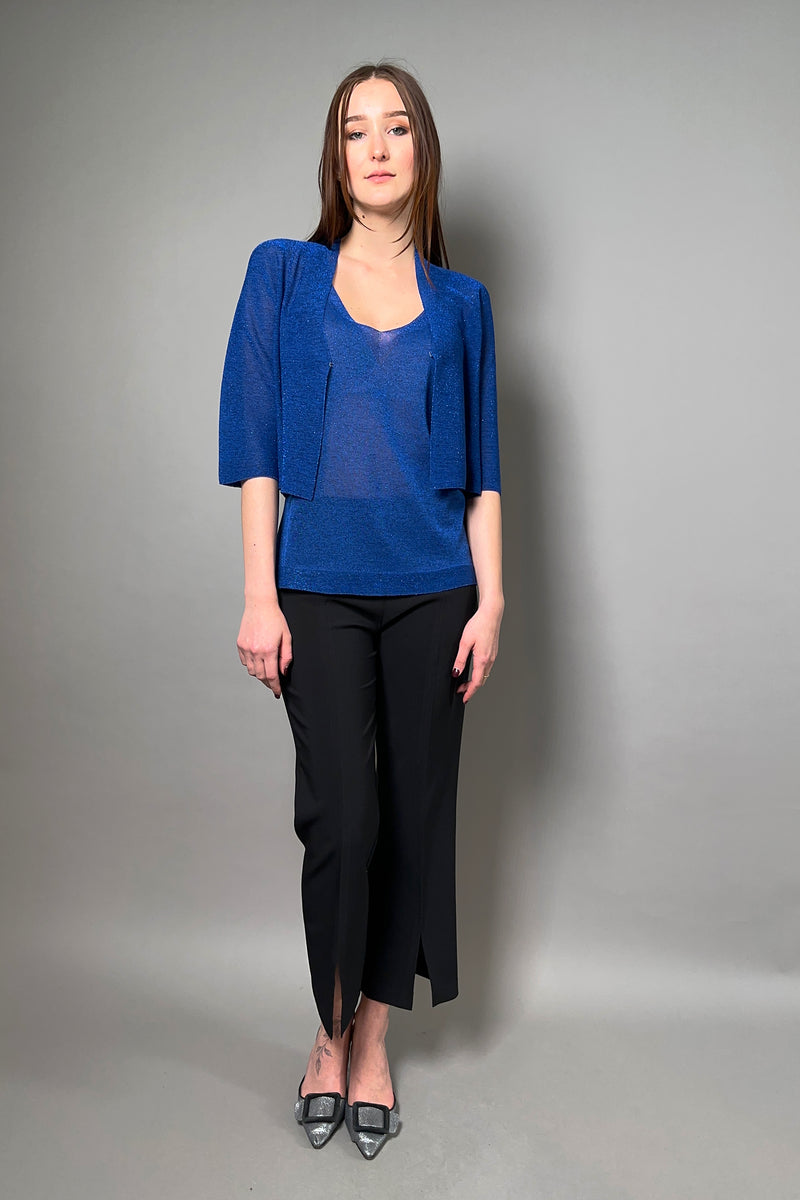 D. Exterior Cropped Sparkle Cardigan in Cobalt