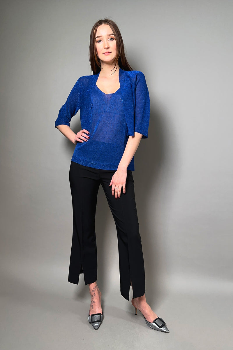 D. Exterior Cropped Sparkle Cardigan in Cobalt