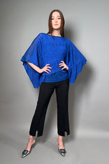 D. Exterior Sleeveless Knit Sparkle Poncho in Cobalt