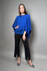 D. Exterior Sleeveless Knit Sparkle Poncho in Cobalt