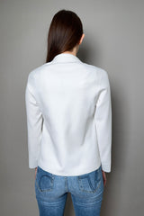 D. Exterior Single Breasted Knit Blazer in White