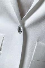D. Exterior Single Breasted Knit Blazer in White