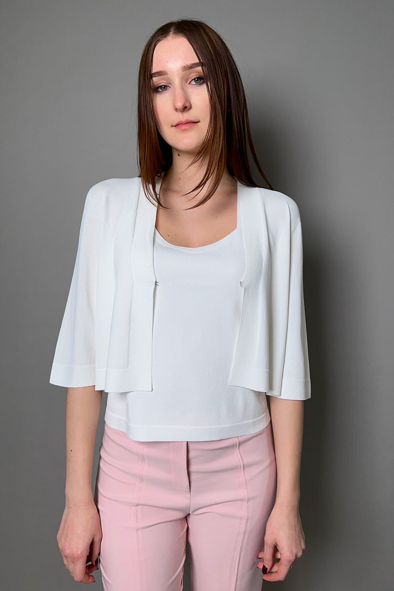 D. Exterior Cropped Cardigan in White