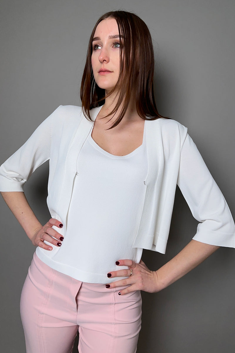 D. Exterior Cropped Cardigan in White