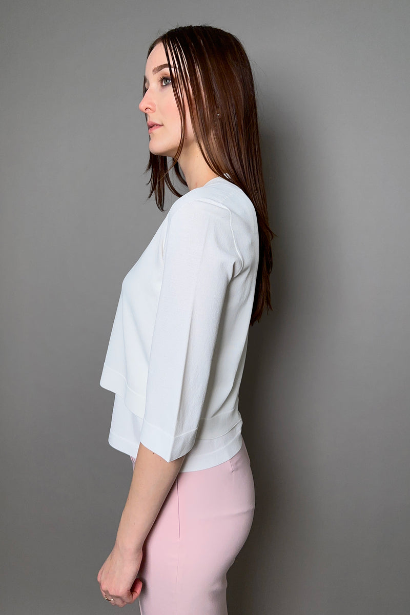 D. Exterior Cropped Cardigan in White