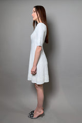 D. Exterior Knit Dress with Textured Geometric Pattern in White