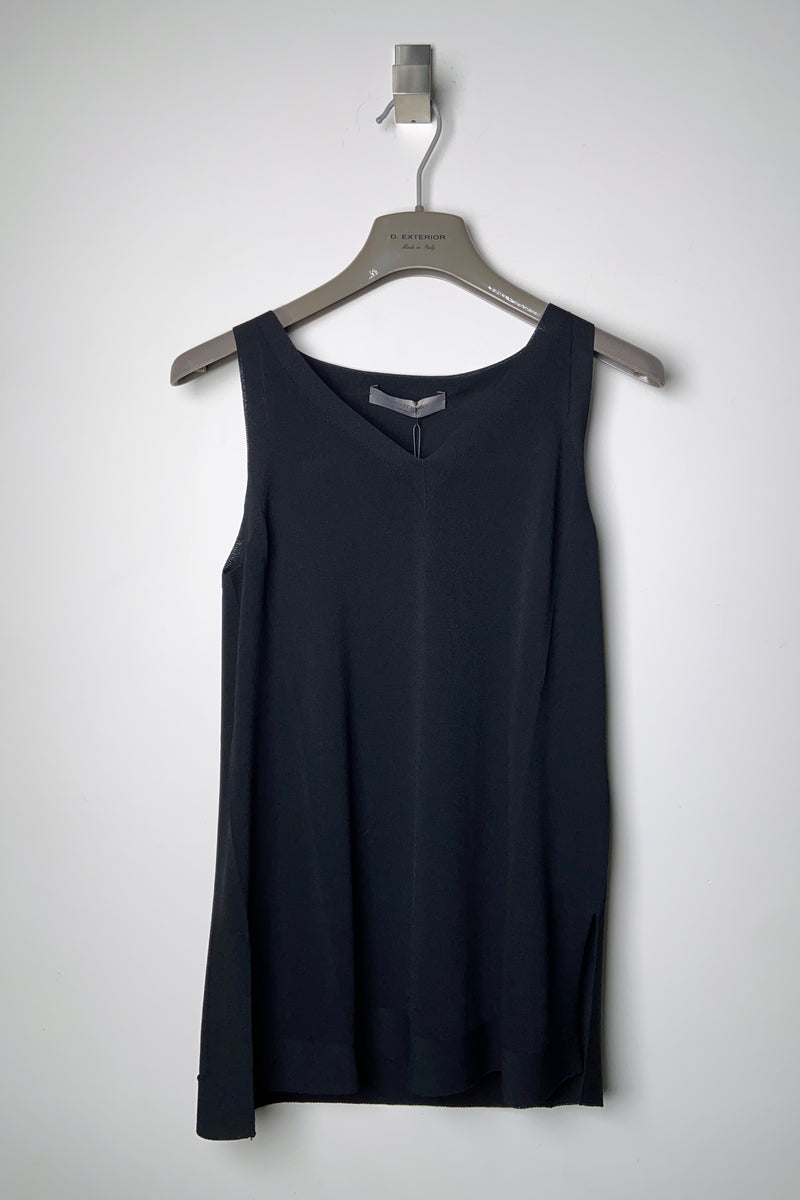 D. Exterior Long Viscose Knit Tank Top in Black
