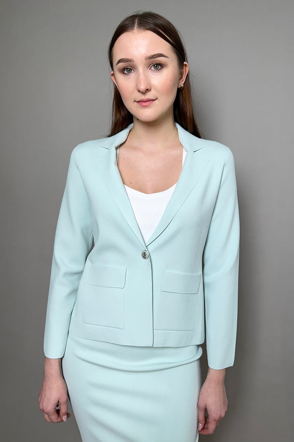 D. Exterior Single Breasted Knit Blazer in Aqua