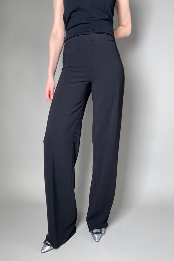 D. Exterior Long Straight Leg Crepe Pants in Black