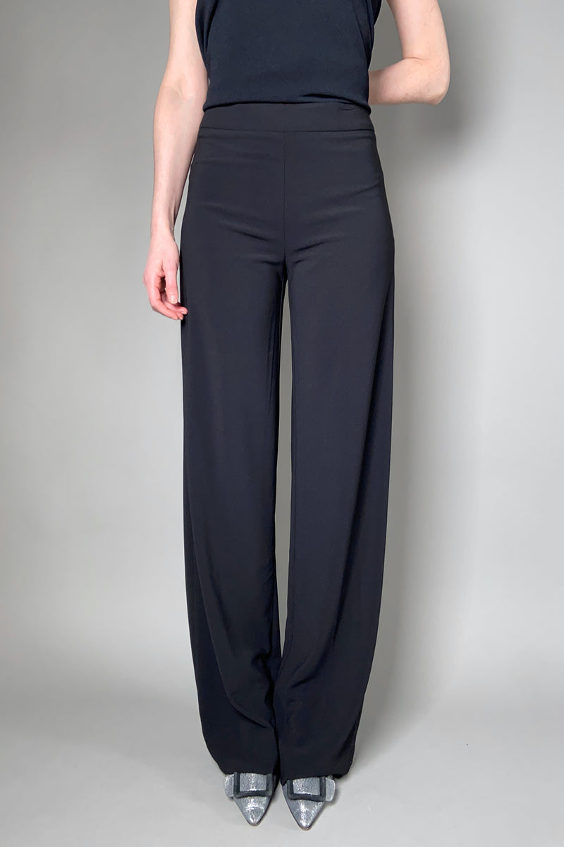 D. Exterior Long Straight Leg Crepe Pants in Black