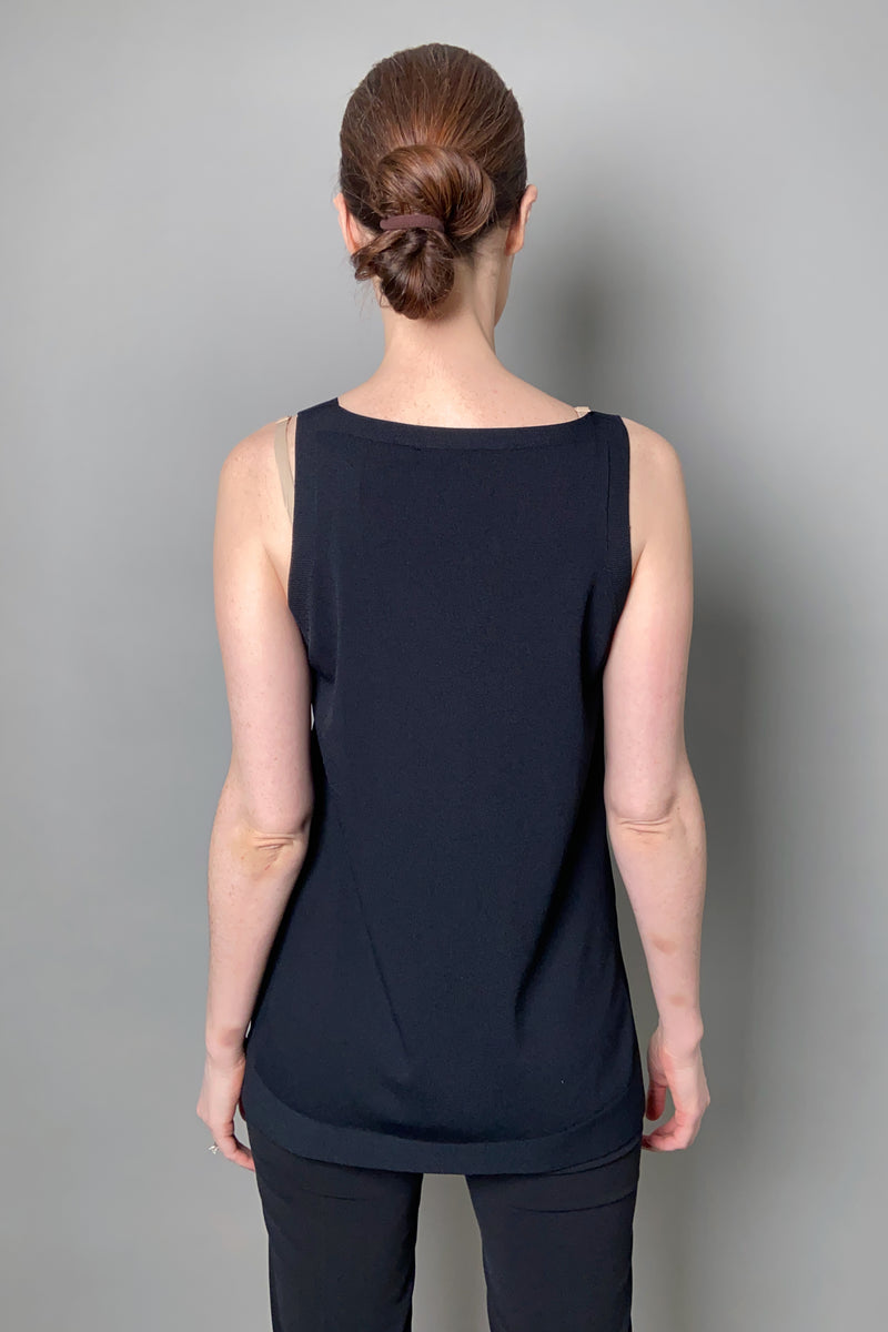 D. Exterior Long Viscose Knit Tank Top in Black