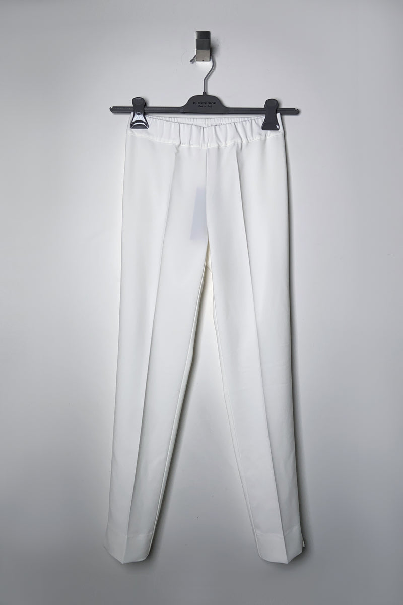D. Exterior Slim Crepe Pants in Off White