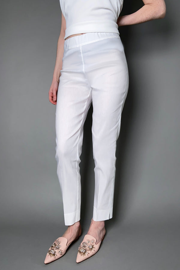 D. Exterior Stretch Linen Pants in White