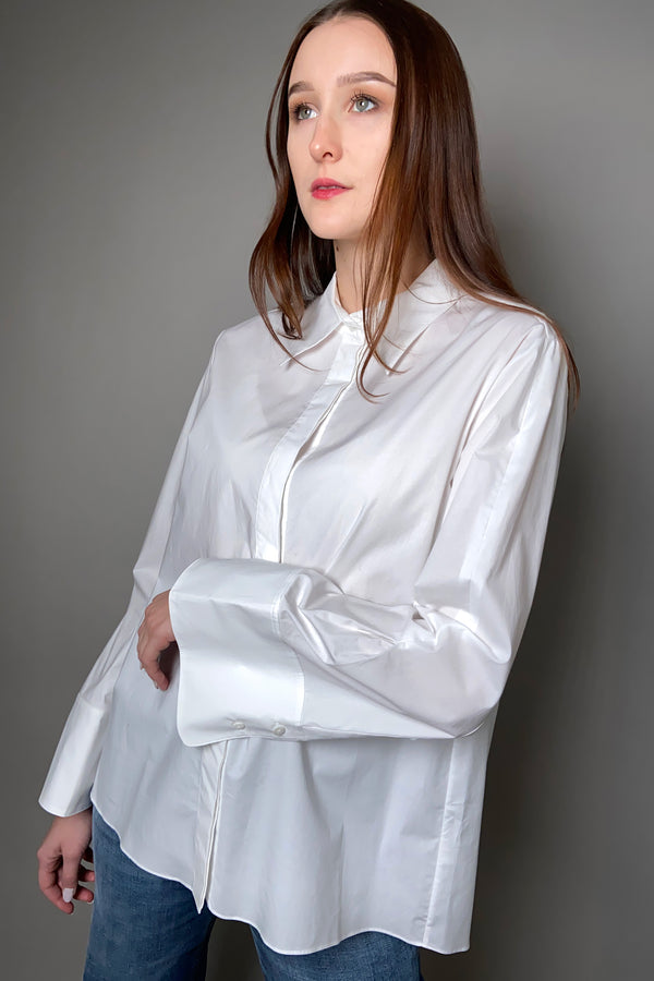 Dorothee Schumacher Sale Poplin Power Blouse in White - Ashia Mode