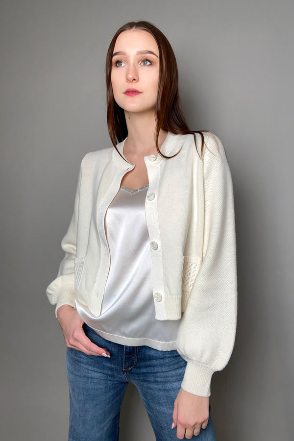 Dorothee Schumacher New Arrivals Seductive Lace Cardigan in Cream - Ashia Mode