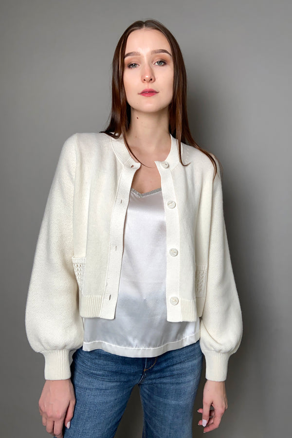 Dorothee Schumacher New Arrivals Seductive Lace Cardigan in Cream - Ashia Mode