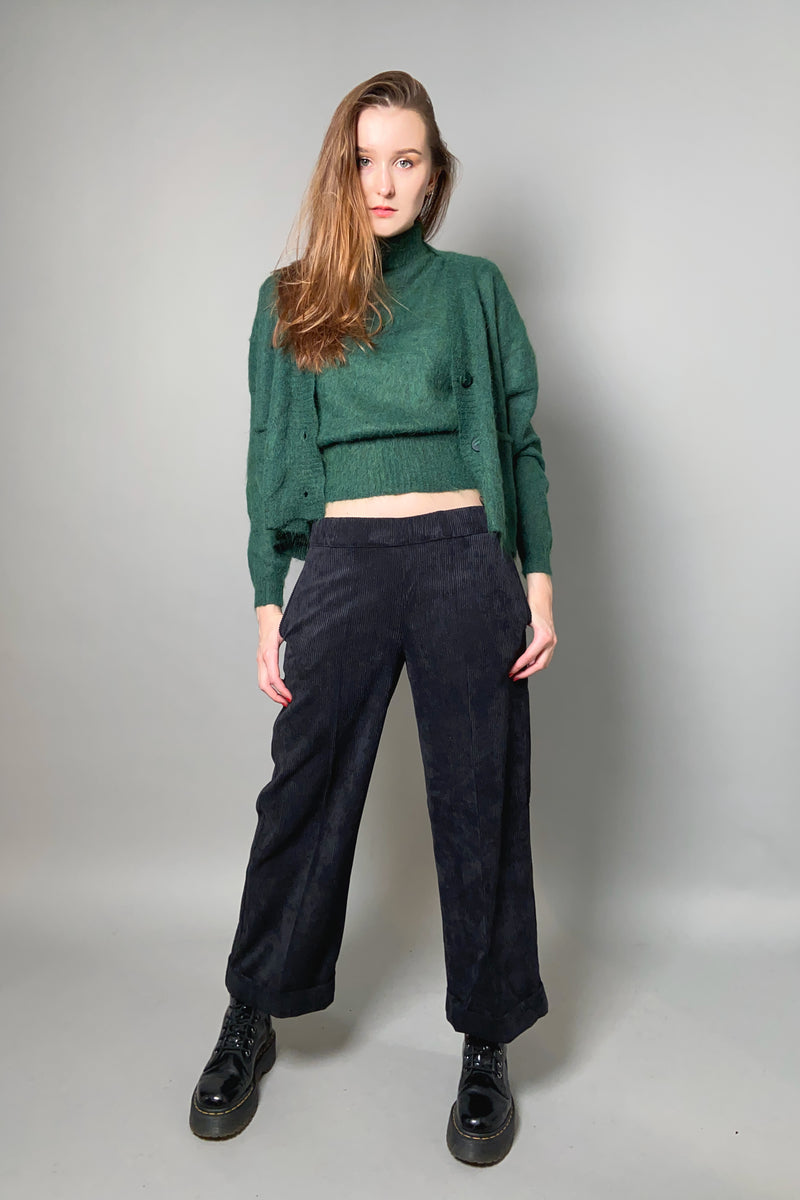 D. Exterior Furry Alpaca Cardigan in Emerald