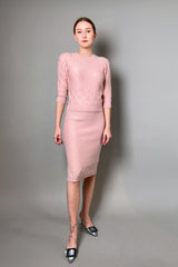 D. Exterior Knit Pencil Skirt with Sequin Sparkles in Rose Quartz