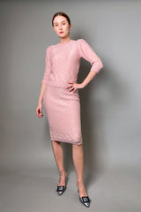 D. Exterior Knit Pencil Skirt with Sequin Sparkles in Rose Quartz