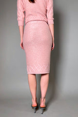 D. Exterior Knit Pencil Skirt with Sequin Sparkles in Rose Quartz