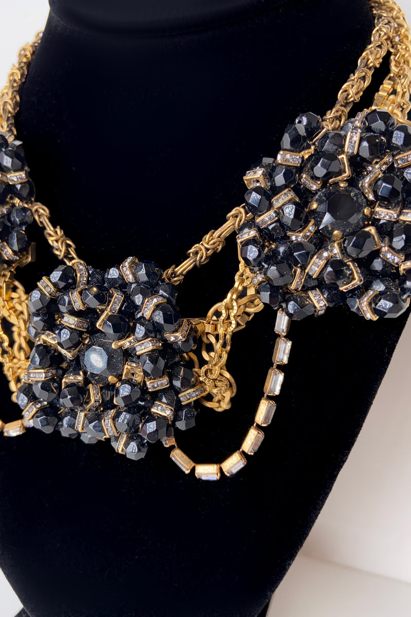 Erickson Beamon Black Triple Pendant Swarovski Necklace