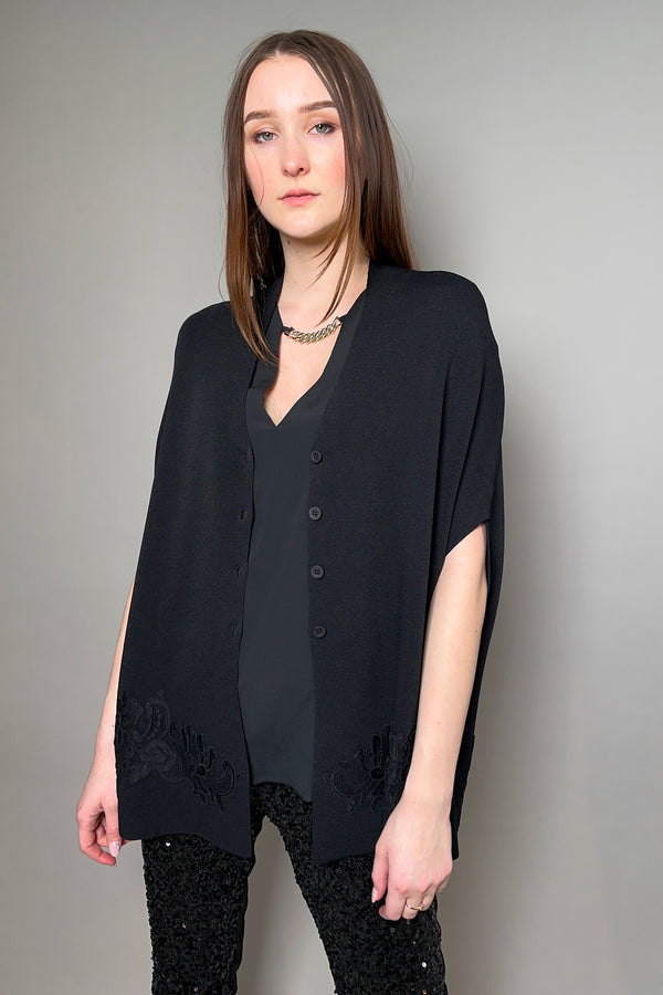 Ermanno Scervino Firenze Knit Cape with Lace Detail in Black