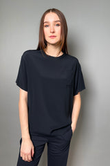 Ermanno Scervino Firenze Silk T-Shirt with Transparent Lace Back in Black