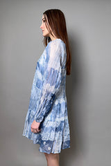 Ermanno Scervino Firenze Chiffon Floral Pattern Dress in Blue and White