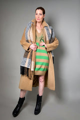 Ermanno Scervino Firenze Striped Knit Sweater Dress in Green and Camel