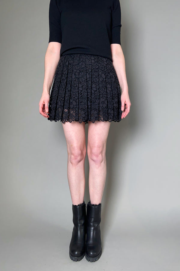 Ermanno Scervino Firenze Pleated Lace Mini Skirt in Black
