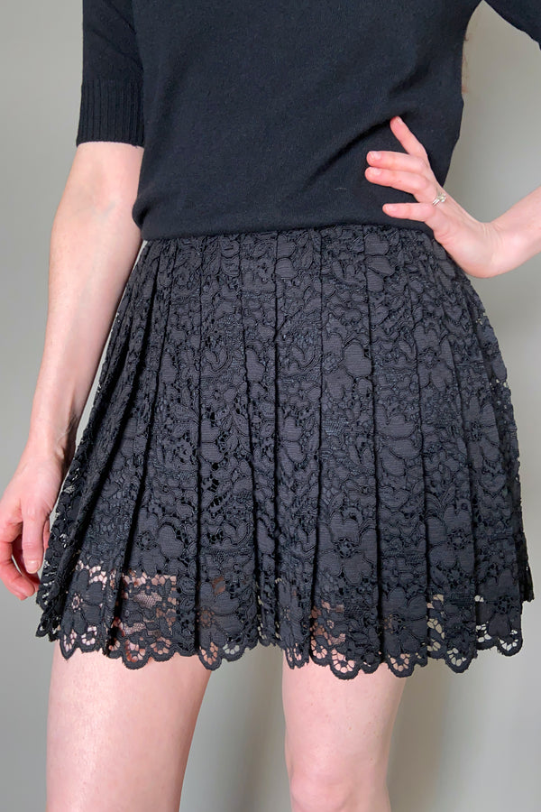 Ermanno Scervino Firenze Pleated Lace Mini Skirt in Black