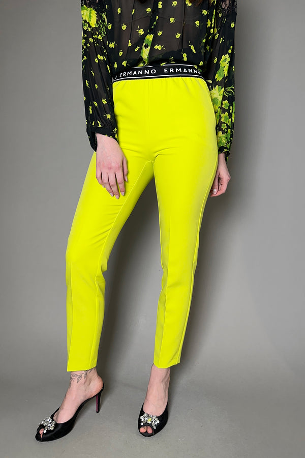 Ermanno Scervino Firenze Skinny Pants with Logo in Neon Green