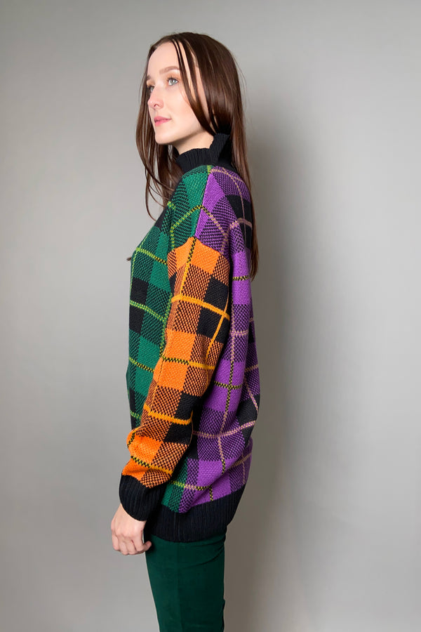 Ermanno Scervino Firenze Multi-Colour Long Knitted Plaid Sweater