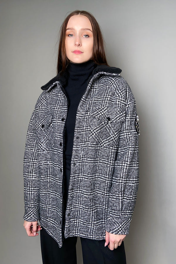 Ermanno Scervino Firenze Check Print Puffer Shirt-Jacket with Subtle Sparkle