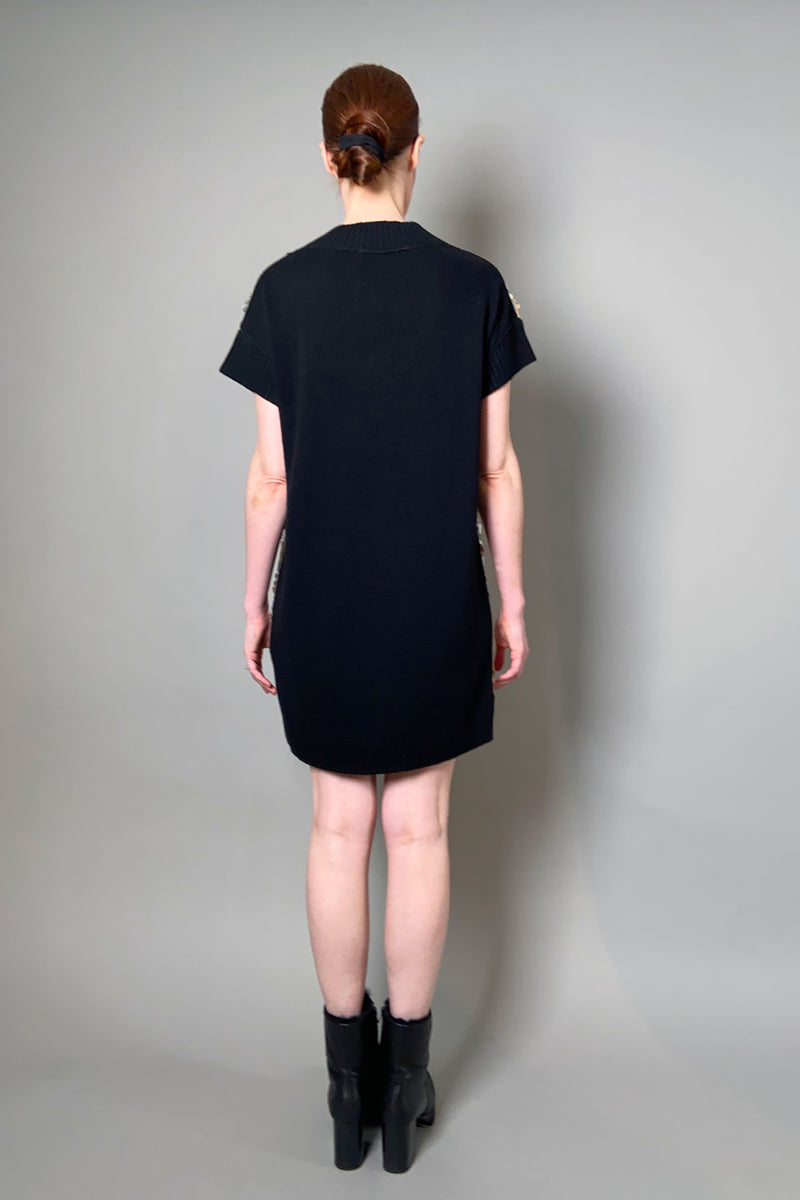 Ermanno Scervino Firenze Sequin Adorned Knit Dress in Black and Beige