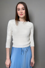 Ermanno Scervino Firenze Knit Top with Lace Appliqué in Cream