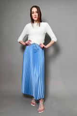 Marella Monochrome Pleated Skirt in Sky Blue - Ashia Mode