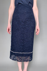 Fabiana Filippi Lined Macrame Skirt in Navy