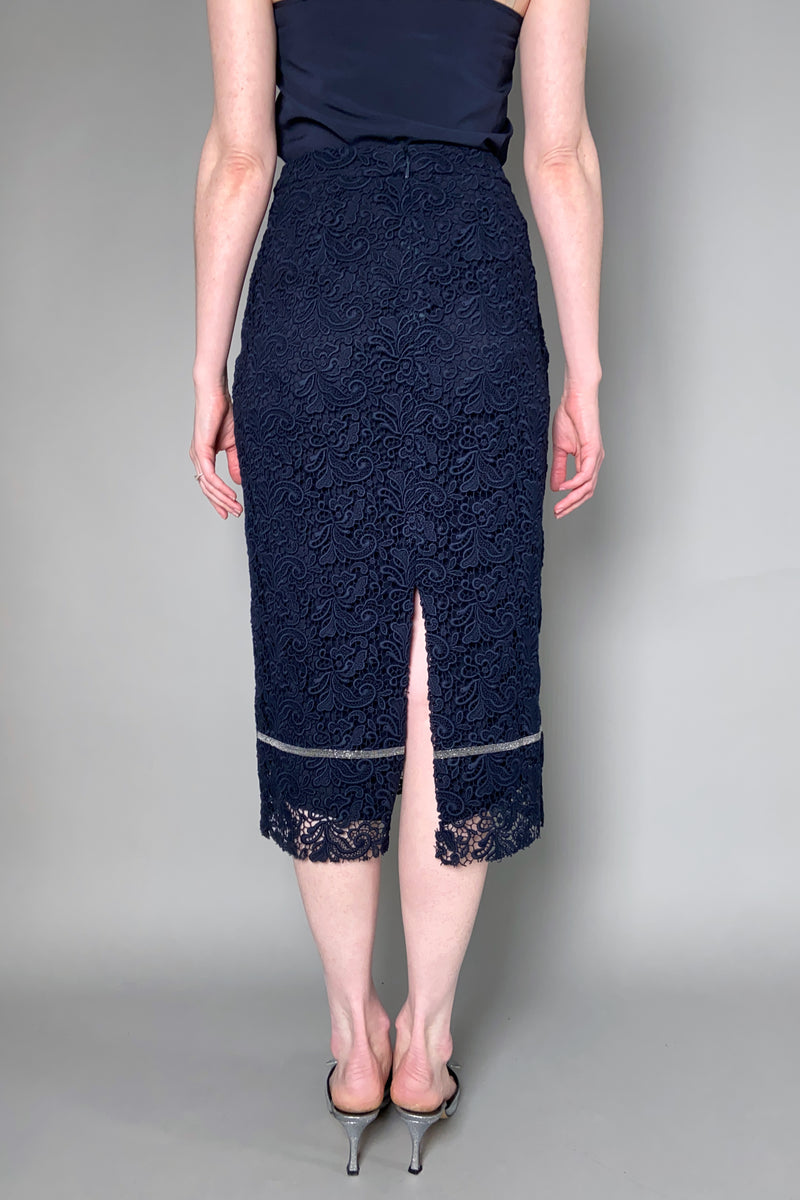 Fabiana Filippi Lined Macrame Skirt in Navy