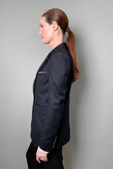 Fabiana Filippi Wool Blazer with Brilliant Beading Detail in Black